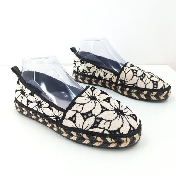 Alice + Olivia Women EU 39 Bradley Espadrilles Sneakers White Black Floral Slip - Picture 2 of 9
